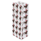 Chocolade Labrador in Red Santa Hat Wijn Cadeautas (Voorkant Gekanteld)