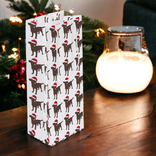 Chocolade Labrador in Red Santa Hat Wijn Cadeautas
