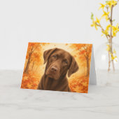 Chocolade Labrador kaart (Gele Bloem)