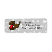 Chocolade Labrador Kerst Cartoon Etiket (Voorkant)