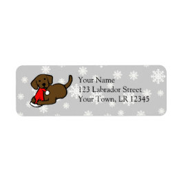 Chocolade Labrador Kerst Cartoon Etiket