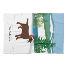 Chocolade Labrador KerstEvergreen Santa Hat