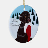Chocolade Labrador kerstkerstkerstkerstkerstkerstk Keramisch Ornament (Rechts)