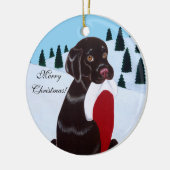 Chocolade Labrador kerstkerstkerstkerstkerstkerstk Keramisch Ornament (Links)