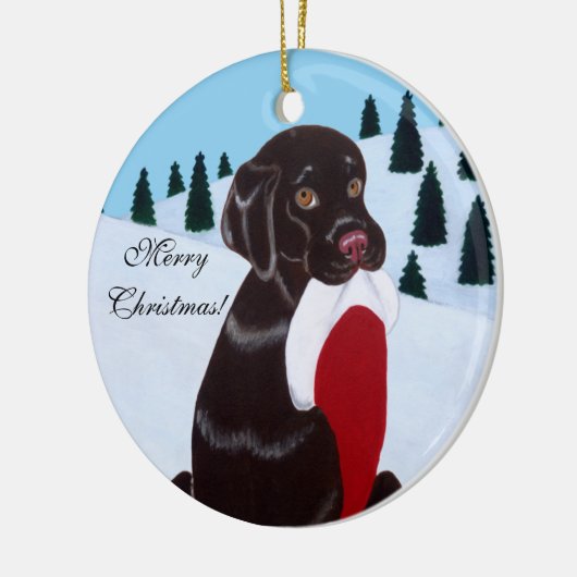 Chocolade Labrador kerstkerstkerstkerstkerstkerstk Keramisch Ornament (Links)