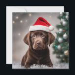 Chocolade Labrador Kerstmis<br><div class="desc">Schattigee Chocolate Labrador puppy met een kerstmuts.</div>