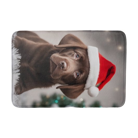 Chocolade Labrador Kerstmis Badmat (Voorkant)
