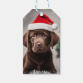 Chocolade Labrador Kerstmis Cadeaulabel (Voorkant)