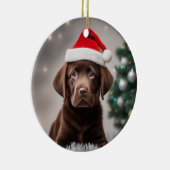 Chocolade Labrador Kerstmis Keramisch Ornament (Rechts)