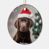 Chocolade Labrador Kerstmis Keramisch Ornament (Links)