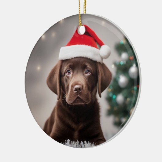 Chocolade Labrador Kerstmis Keramisch Ornament (Links)