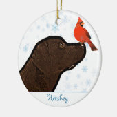 Chocolade Labrador Kerstmis Keramisch Ornament (Links)