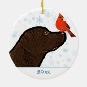 Chocolade Labrador Kerstmis Keramisch Ornament (Achterkant)