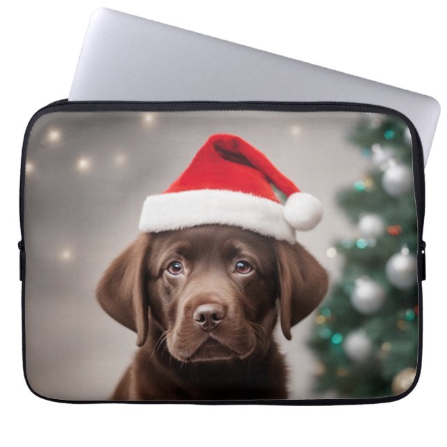 Chocolade Labrador Kerstmis Laptop Sleeve (Voorkant)