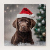 Chocolade Labrador Kerstmis Legpuzzel (Verticaal)