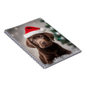 Chocolade Labrador Kerstmis Notitieboek (Rechterzijde)
