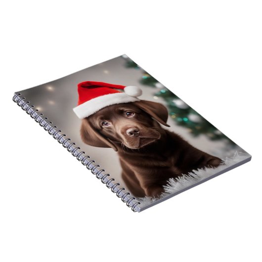 Chocolade Labrador Kerstmis Notitieboek (Rechterzijde)