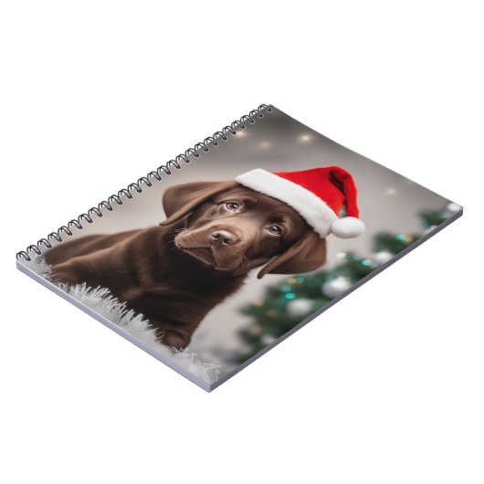 Chocolade Labrador Kerstmis Notitieboek (Linkerzijde)