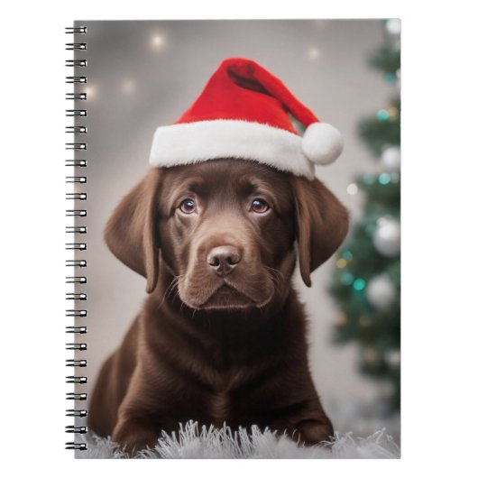 Chocolade Labrador Kerstmis Notitieboek (Voorkant)