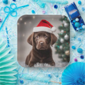 Chocolade Labrador Kerstmis Papieren Bordje (Feest)