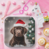 Chocolade Labrador Kerstmis Papieren Bordje (Feest)