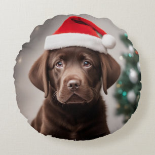 Chocolade Labrador Kerstmis Rond Kussen