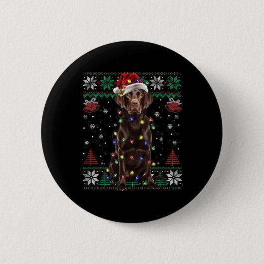 Chocolade Labrador Kerstmis Santa Lelijk Sweater D Ronde Button 5,7 Cm (Voorkant)