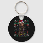 Chocolade Labrador Kerstmis Santa Lelijk Sweater D Sleutelhanger (Voorkant)