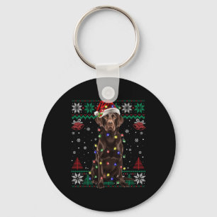 Chocolade Labrador Kerstmis Santa Lelijk Sweater D Sleutelhanger
