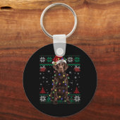 Chocolade Labrador Kerstmis Santa Lelijk Sweater D Sleutelhanger (Voorkant)