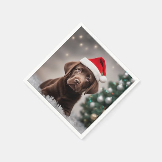 Chocolade Labrador Kerstmis Servet (Hoek)