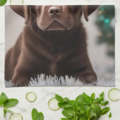 Chocolade Labrador Kerstmis Theedoek (Gevouwen)