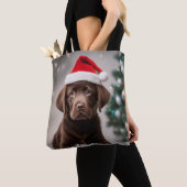 Chocolade Labrador Kerstmis Tote Bag (Dichtbij)