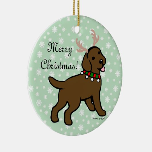 Chocolade Labrador kerststrijders Keramisch Ornament (Rechts)