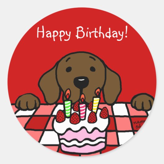 Chocolade Labrador kijken naar je Keuken Ronde Sticker (Voorkant)