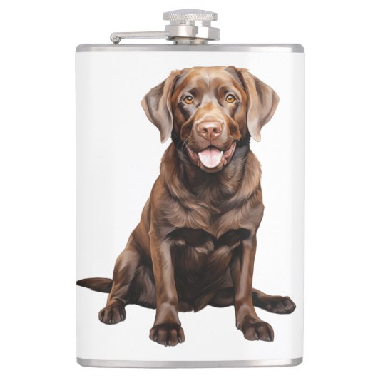 Chocolade Labrador koffiemok Heupfles (Voorkant)