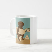Chocolade Labrador Leeskrant op het toilet Koffiemok (Voorkant links)