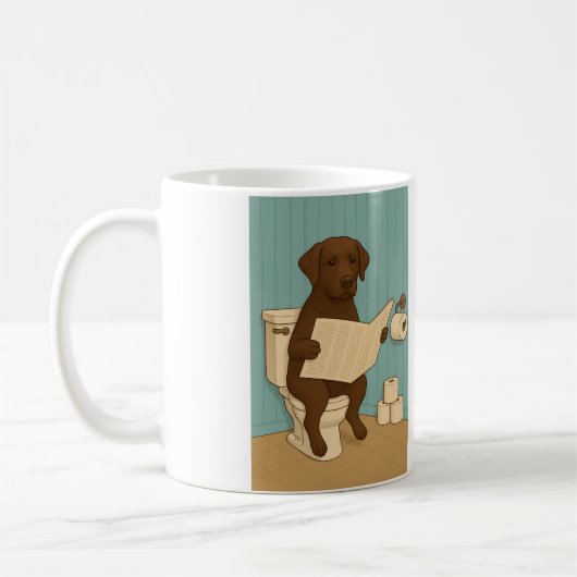 Chocolade Labrador Leeskrant op het toilet Koffiemok (Links)