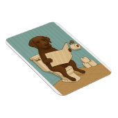Chocolade Labrador Leeskrant op het toilet Magneet (Rechterzijde)