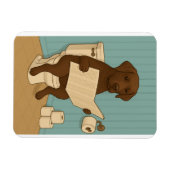 Chocolade Labrador Leeskrant op het toilet Magneet (Horizontaal)