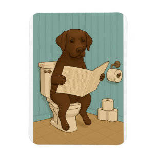 Chocolade Labrador Leeskrant op het toilet Magneet