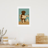 Chocolade Labrador Leeskrant op het toilet Poster (Keuken)