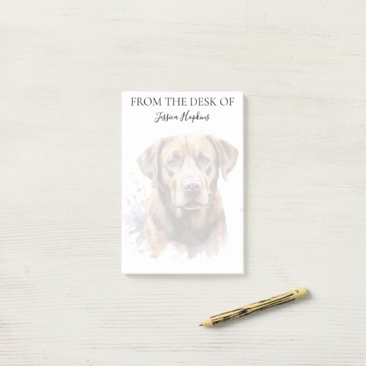 Chocolade Labrador Liefhebber Monogram Dog Post-it® Notes (Op bureau)