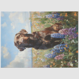 Chocolade Labrador Lupine Bloemen Decoupage Tissuepapier