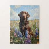 Chocolade Labrador lupine bloemen Legpuzzel (Verticaal)