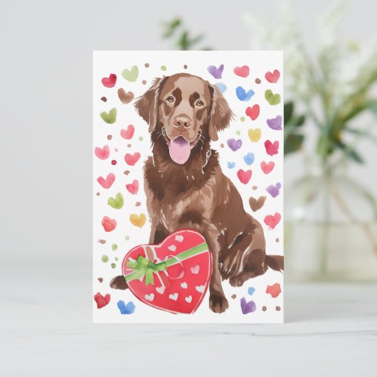 Chocolade Labrador met hart liefde Kaart (Staand voorkant)