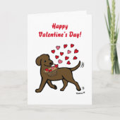 Chocolade labrador met harten Valentijn Feestdagen Kaart (Voorkant)