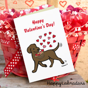 Chocolade labrador met harten Valentijn Feestdagen Kaart