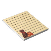 Chocolade labrador met rode bandana door pompoenen notitieblok (Schuin)