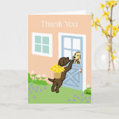 Chocolade Labrador Narcissen Lente Dank u Kaart (Gele Bloem)